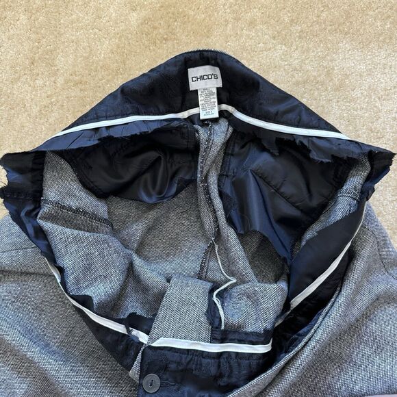 Chico's Womens Pants Size 3 Short Gray Wool Blend Straight Leg Career Basic - Picture 5 of 9